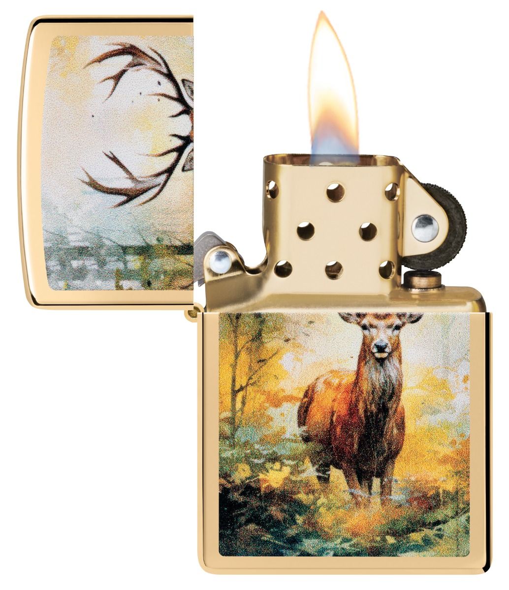 Zippo Aansteker 254B Watercolor Deer Design - achteraanzicht