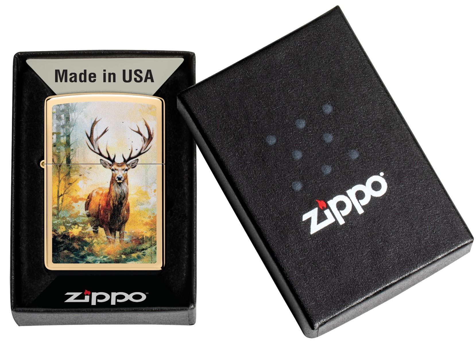 Zippo Aansteker 254B Watercolor Deer Design - detail