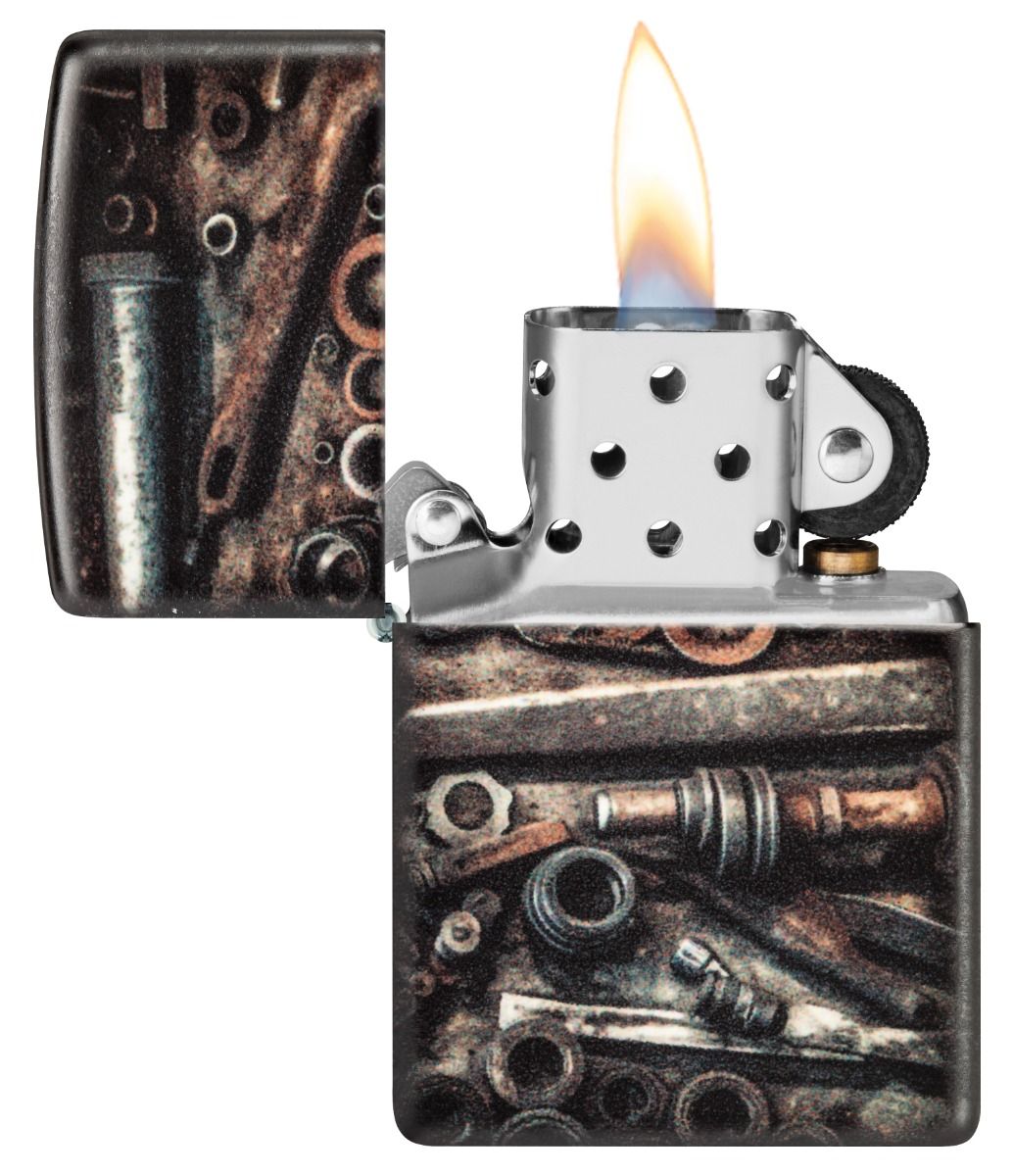 Zippo Aansteker 49352 Vintage Tools design - achteraanzicht