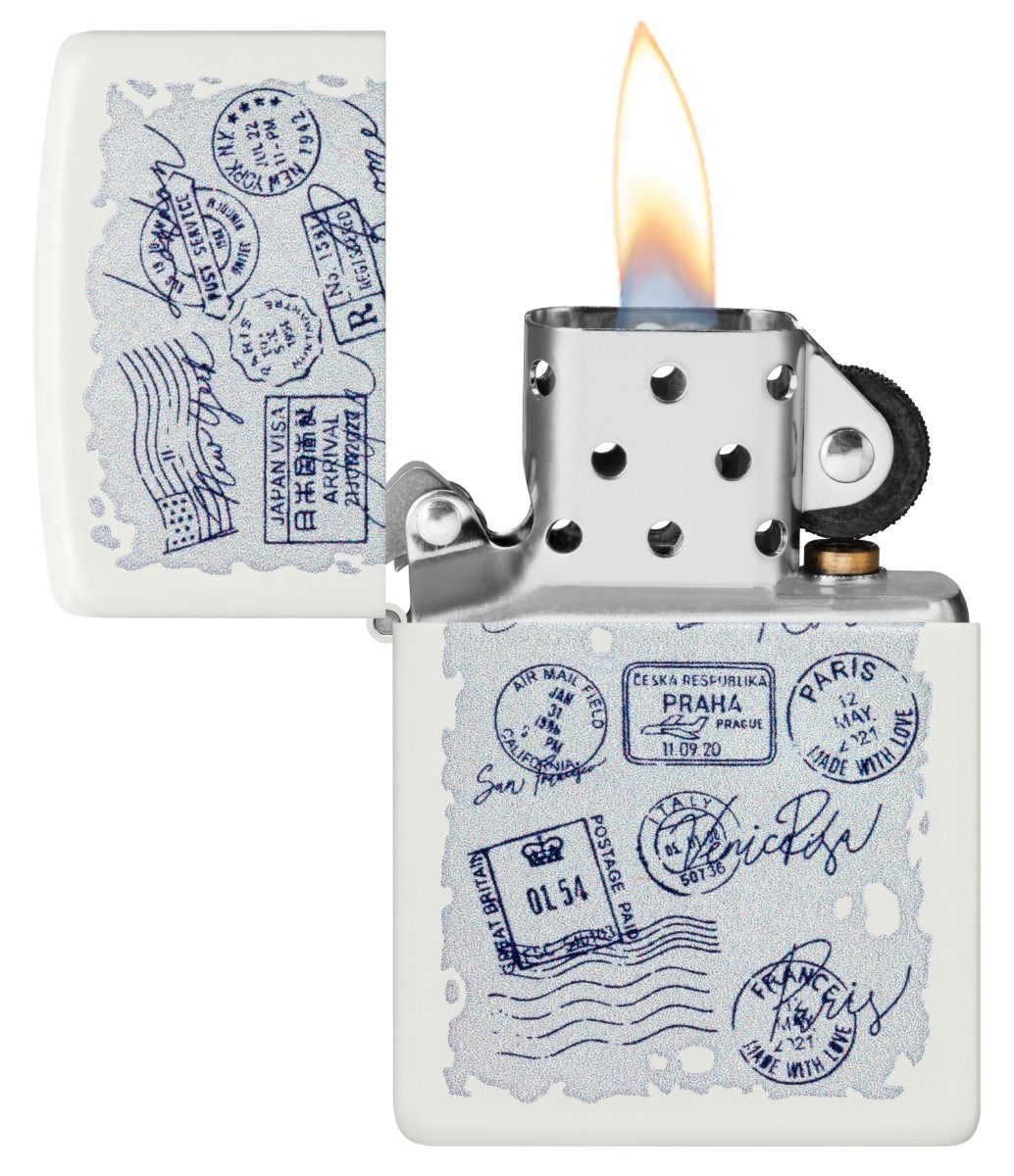 Zippo Aansteker 214 Stamps Design - achteraanzicht