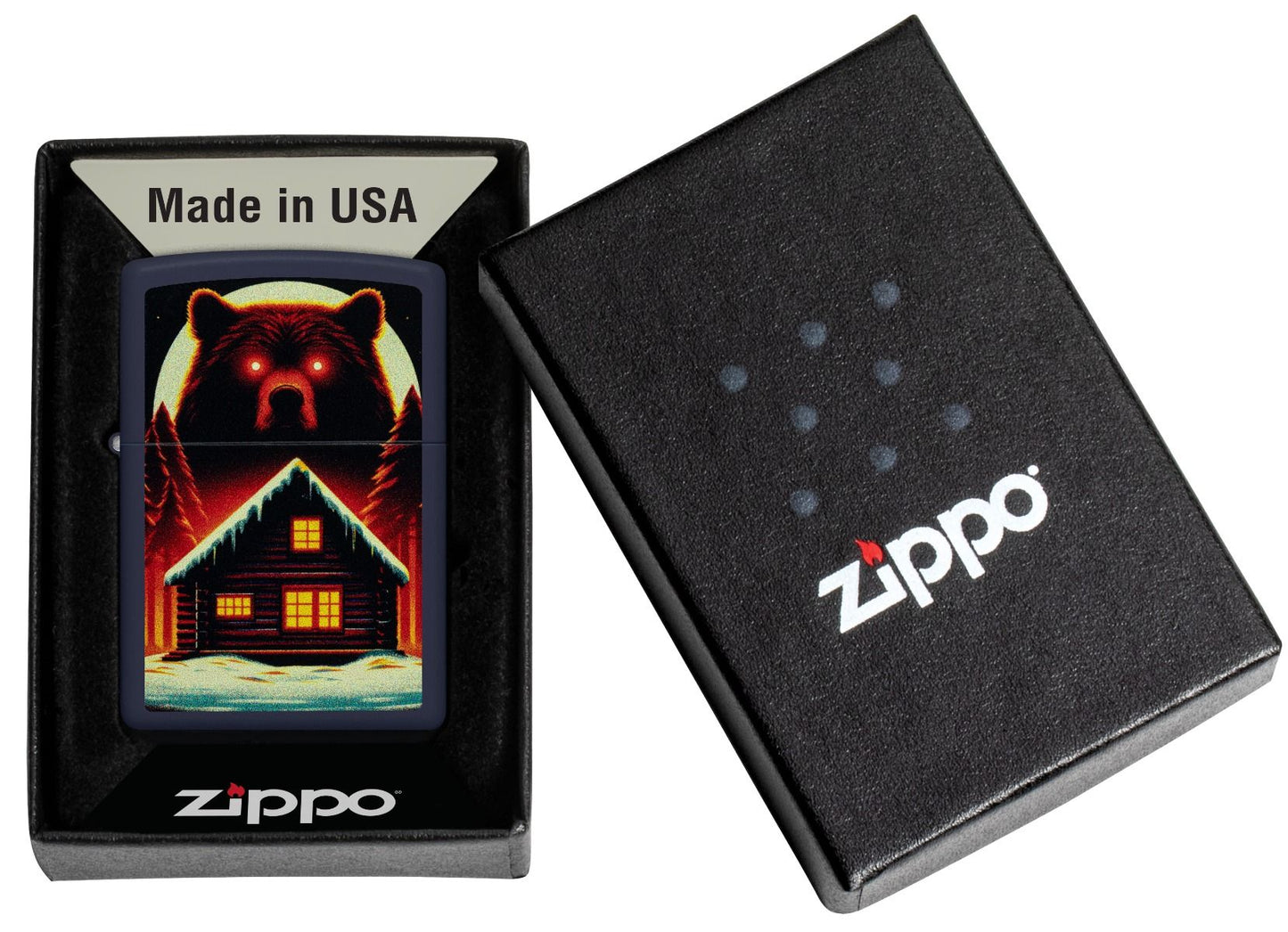 Zippo Aansteker 239 Bear and Cabin Design - detail