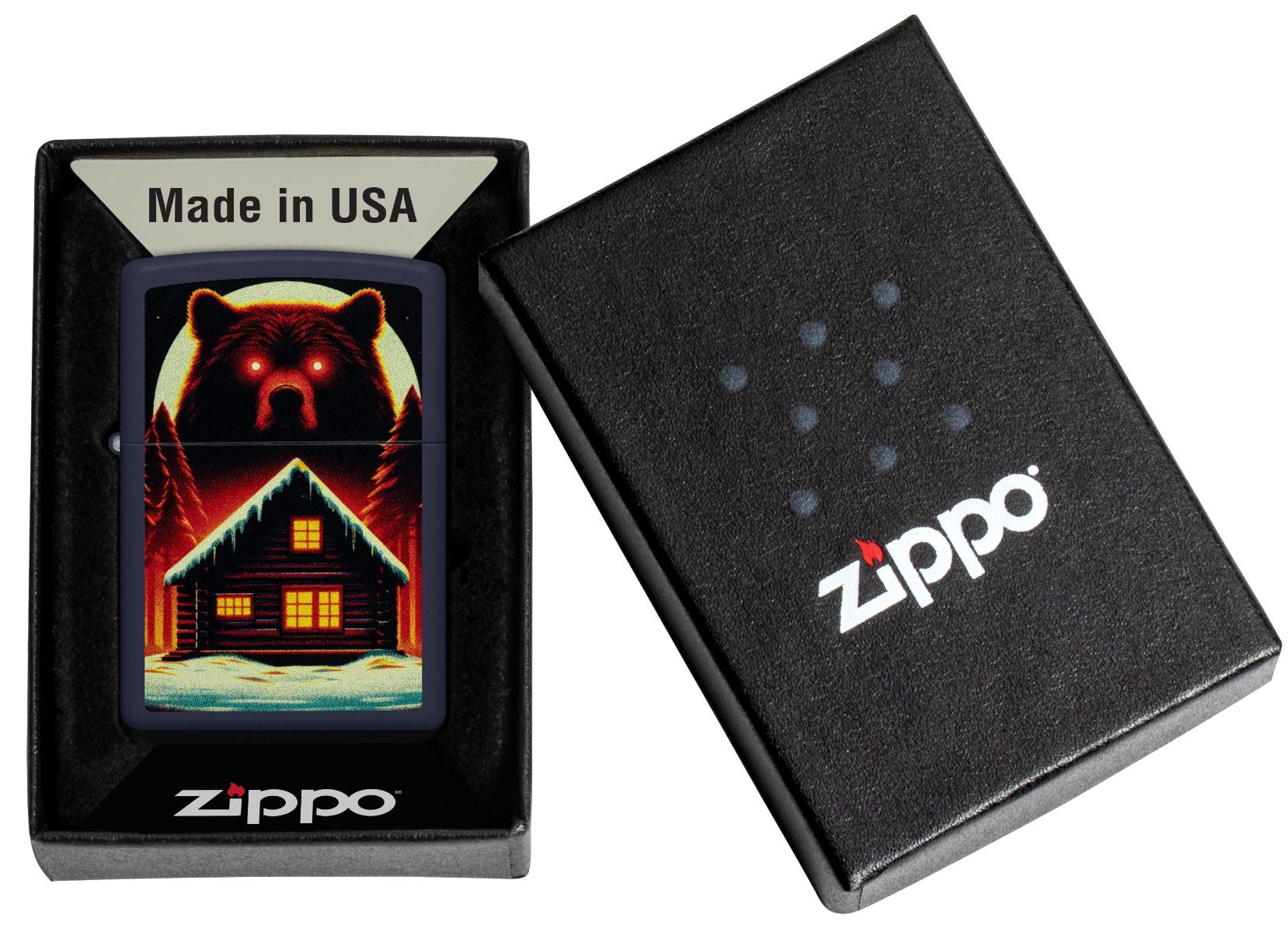 Zippo Aansteker 239 Bear and Cabin Design - detail
