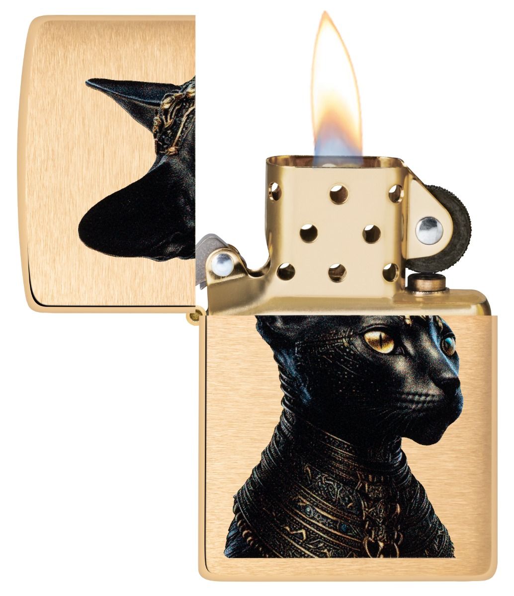 Zippo Aansteker 204B Egyptian Cat Design - achteraanzicht
