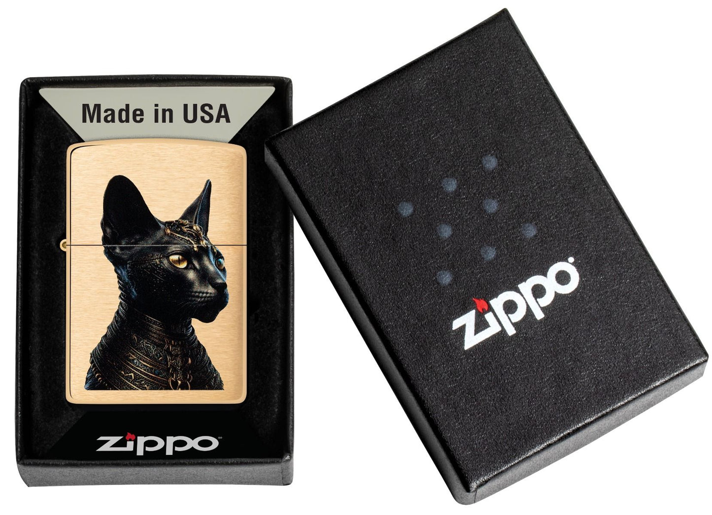 Zippo Aansteker 204B Egyptian Cat Design - detail