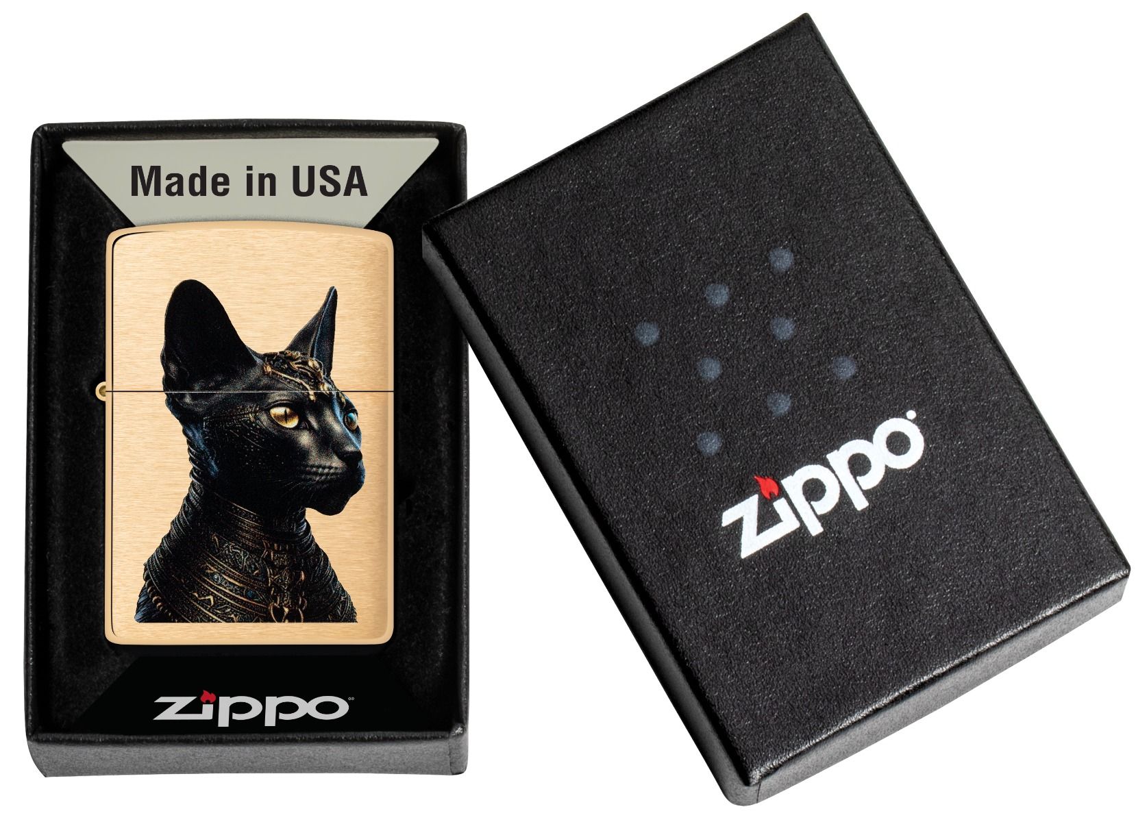 Zippo Aansteker 204B Egyptian Cat Design - detail