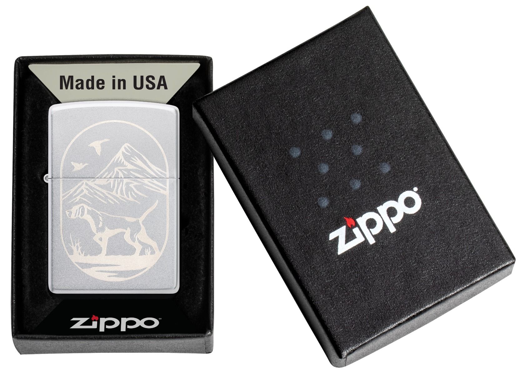 Zippo Aansteker 205 Hunting Dog Design - detail