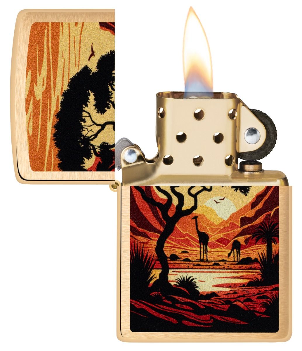 Zippo Aansteker 204B Giraffes Design - achteraanzicht