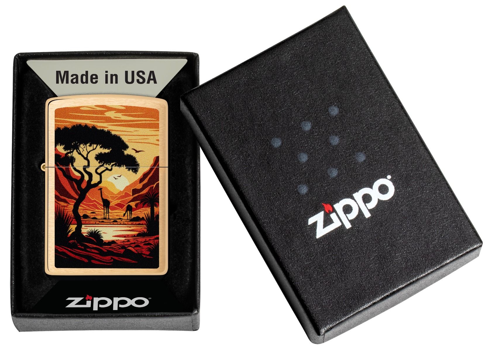 Zippo Aansteker 204B Giraffes Design - detail