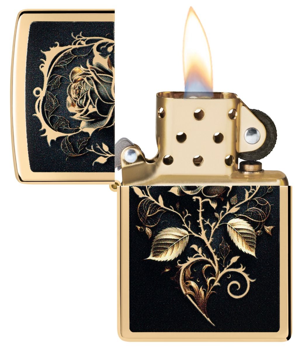 Zippo Aansteker 254B Golden Rose Design - achteraanzicht