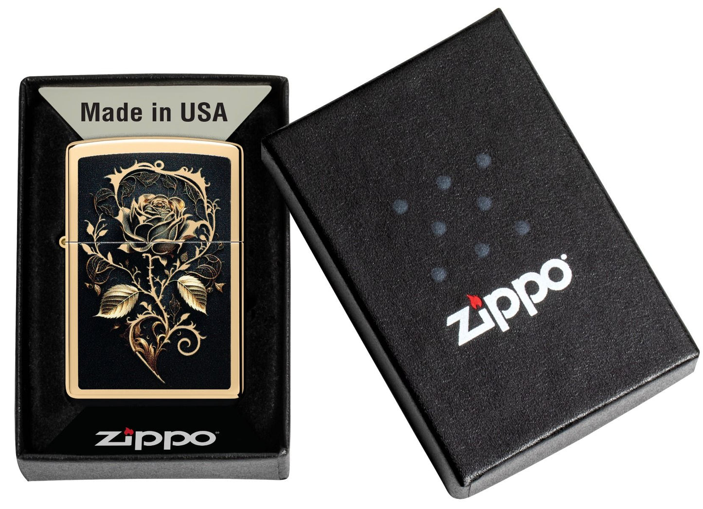 Zippo Aansteker 254B Golden Rose Design - detail