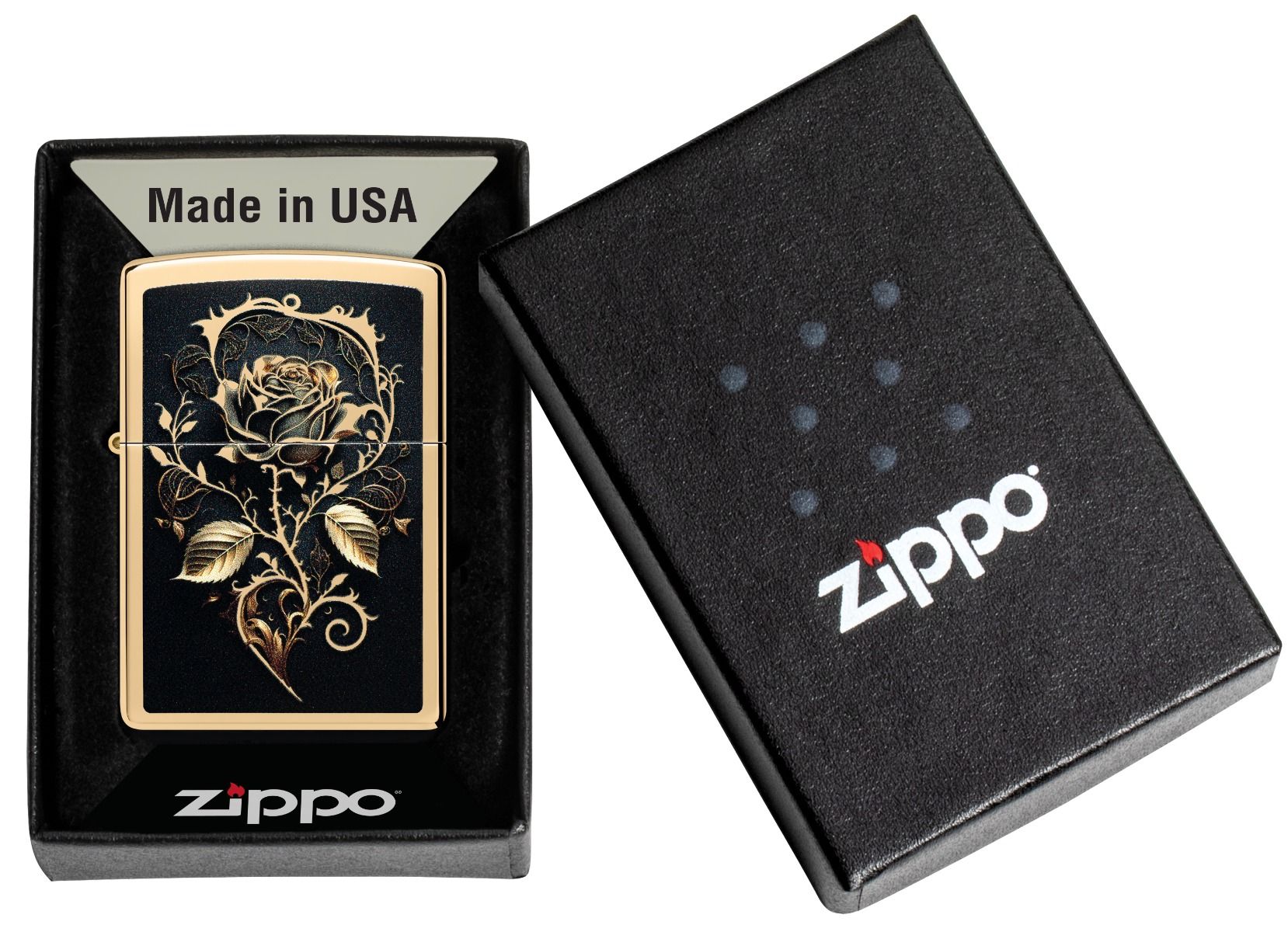Zippo Aansteker 254B Golden Rose Design - detail