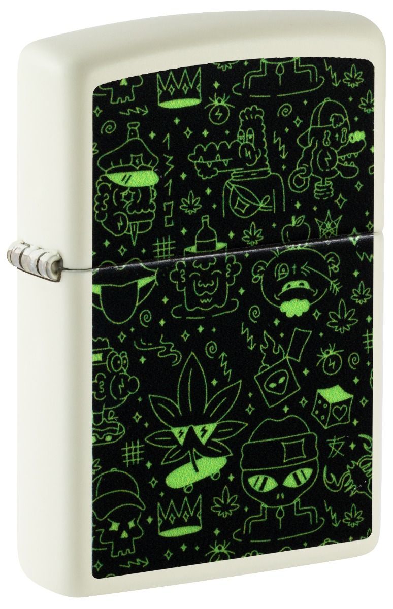 Zippo Aansteker 49193 Doodle Cannabis Design - vooraanzicht
