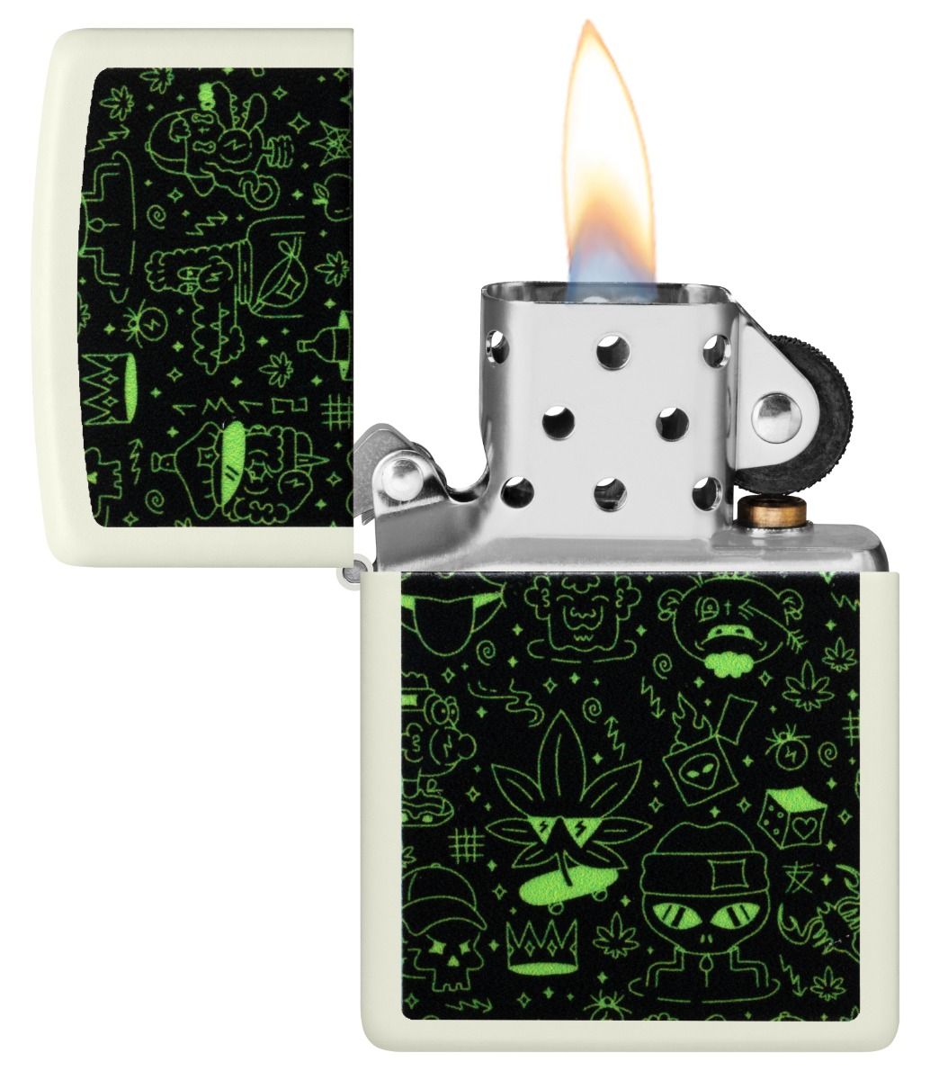 Zippo Aansteker 49193 Doodle Cannabis Design - achteraanzicht