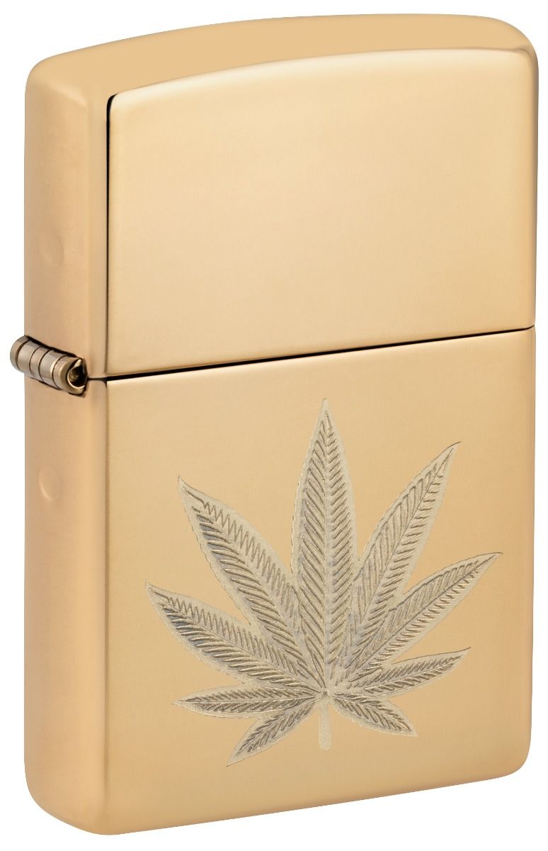 Zippo Aansteker 254B Cannabis Leaf Design - vooraanzicht