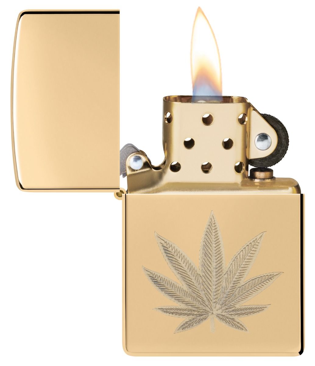 Zippo Aansteker 254B Cannabis Leaf Design - achteraanzicht