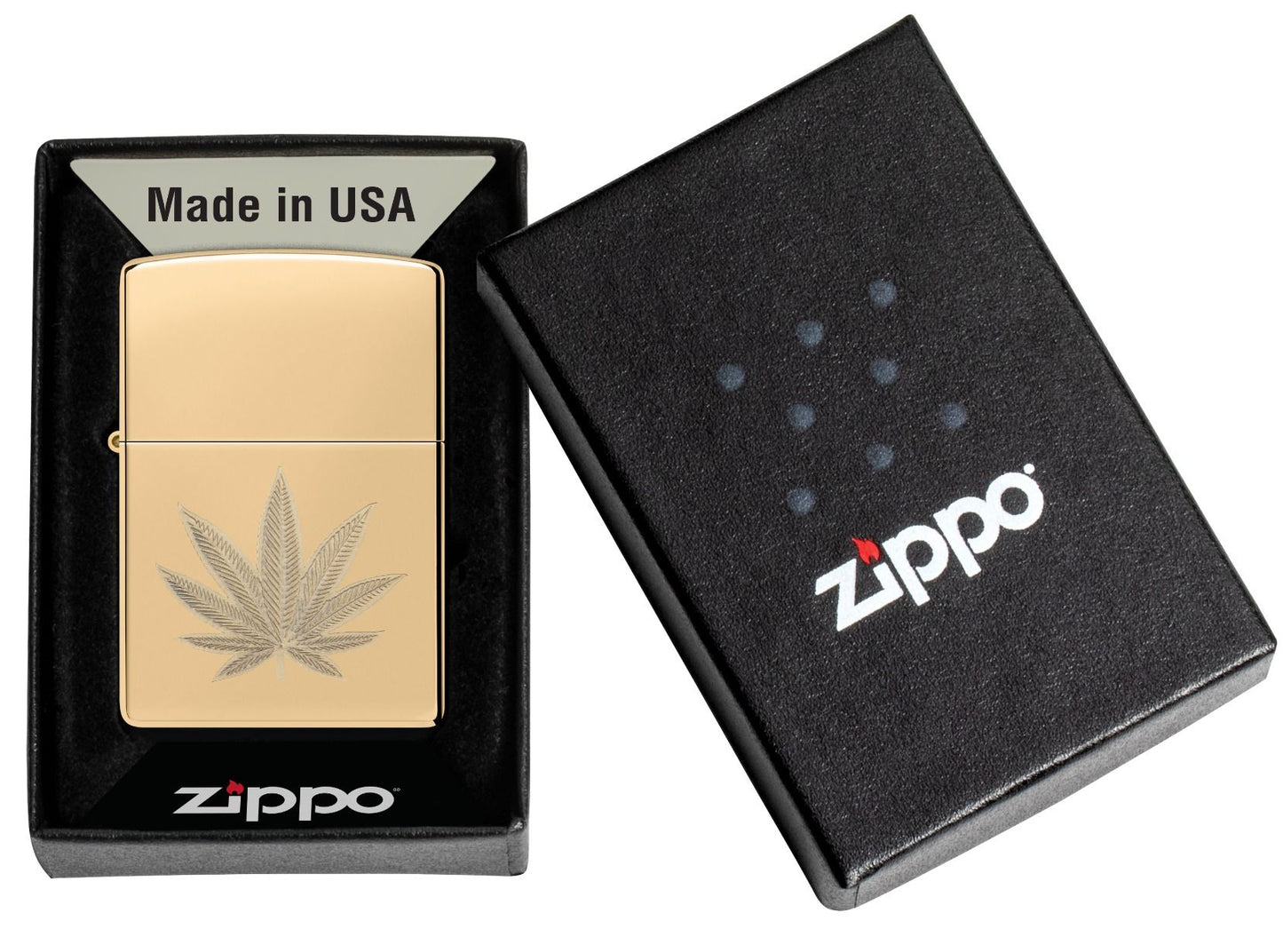 Zippo Aansteker 254B Cannabis Leaf Design - detail