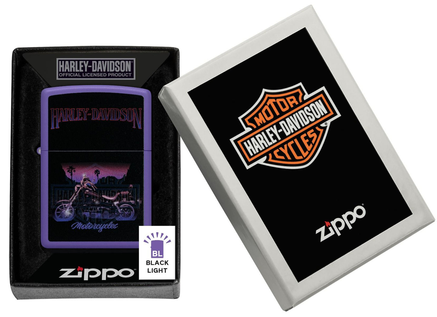Zippo Aansteker 237 Harley Black Light - detail