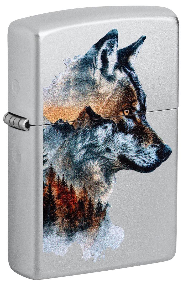 Zippo Aansteker - 205 Watercolor Wolf Design - vooraanzicht