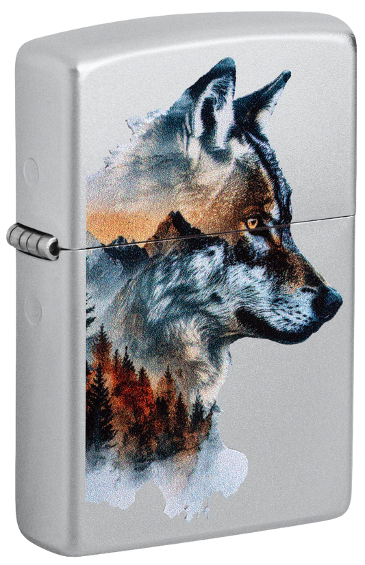 Zippo Aansteker - 205 Watercolor Wolf Design - vooraanzicht