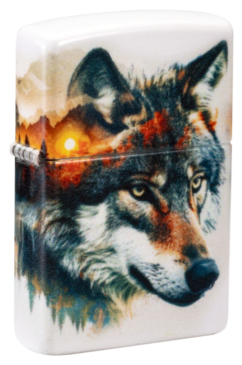 Zippo 49352 Wolf and Mountain Design aansteker vooraanzicht