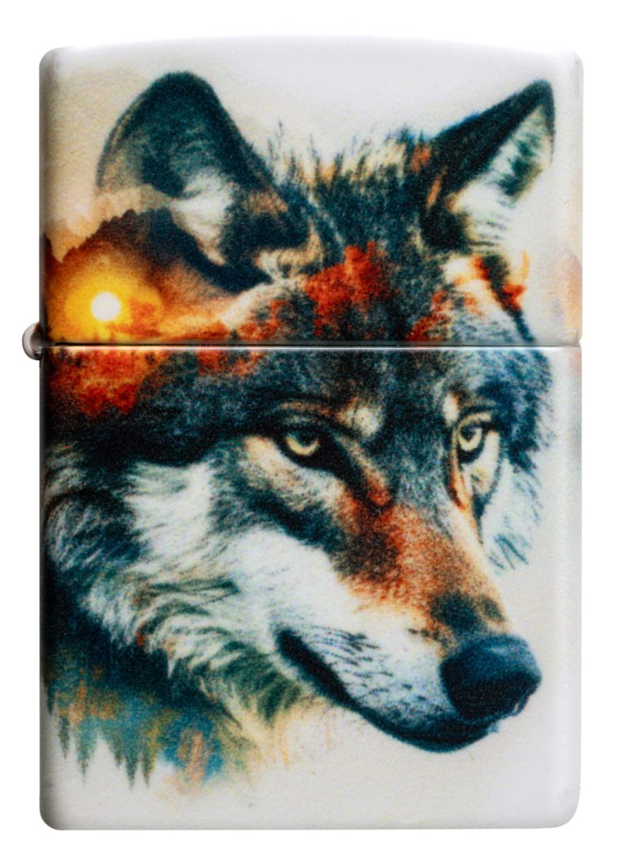Zippo 49352 Wolf and Mountain Design aansteker achteraanzicht