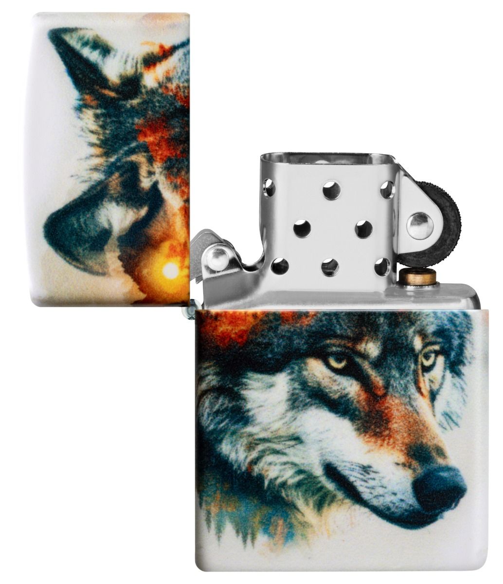 Zippo 49352 Wolf and Mountain Design aansteker detail 1