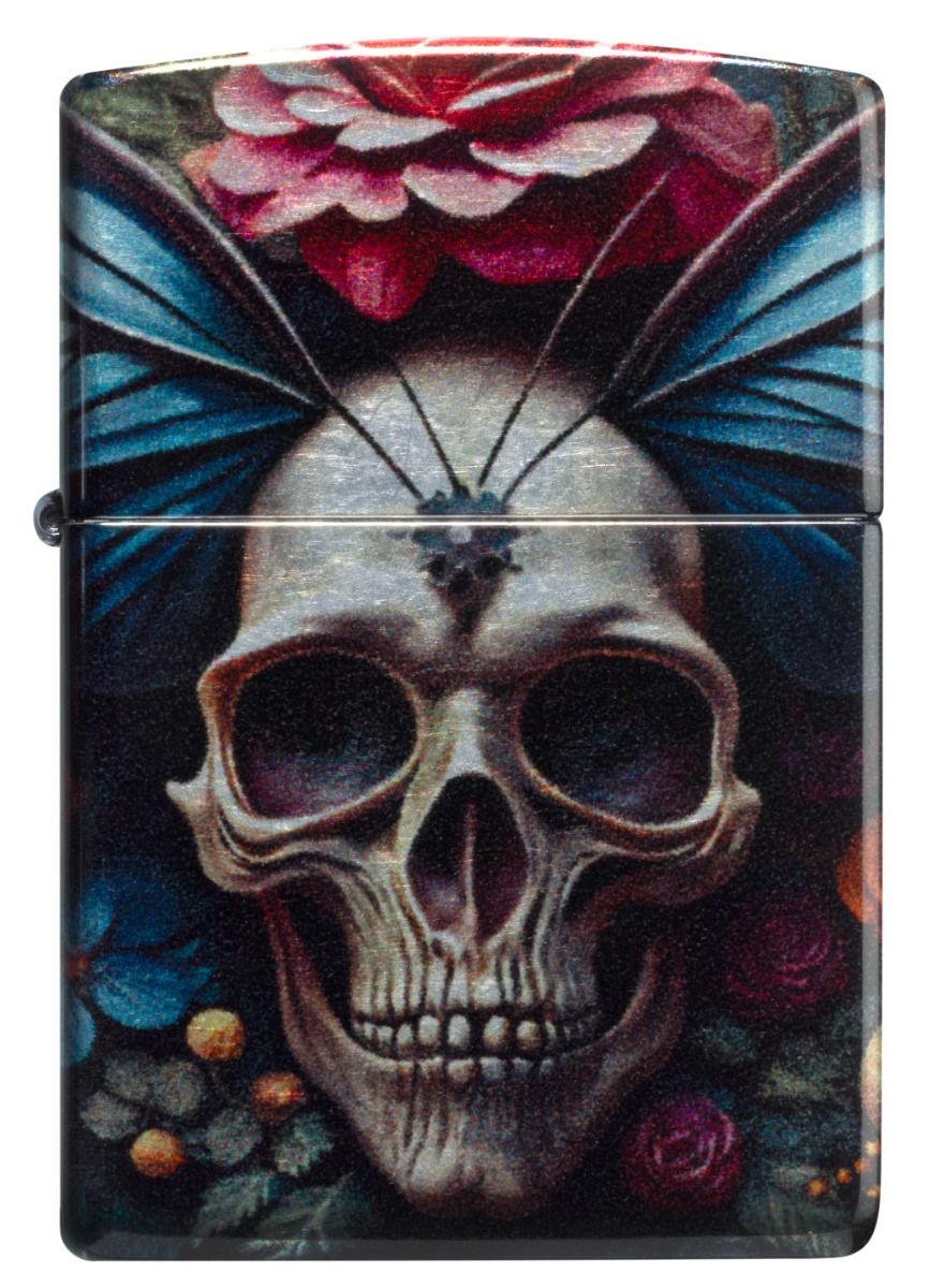Zippo 48459 Floral Skull Design aansteker achteraanzicht