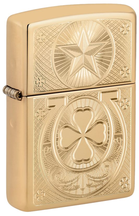 Zippo Aansteker - 254B Luck Design - vooraanzicht