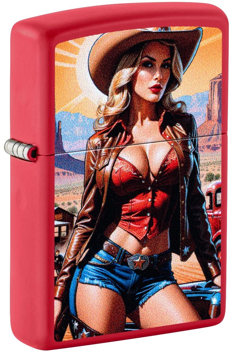 Zippo Aansteker - 233 Pinup Cowgirl Design - vooraanzicht