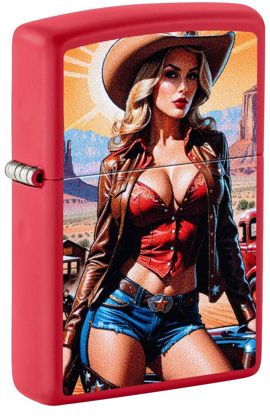 Zippo Aansteker - 233 Pinup Cowgirl Design - vooraanzicht