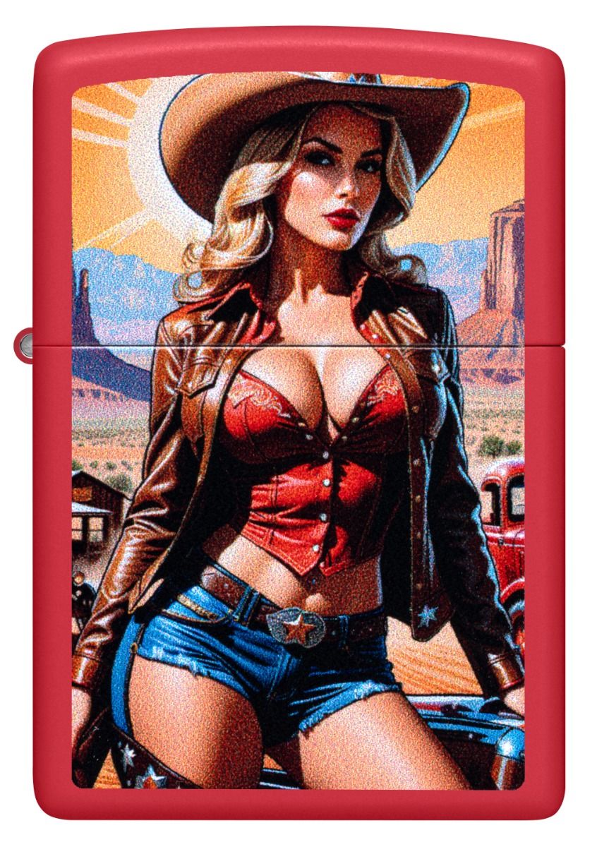 Zippo Aansteker - 233 Pinup Cowgirl Design - achteraanzicht