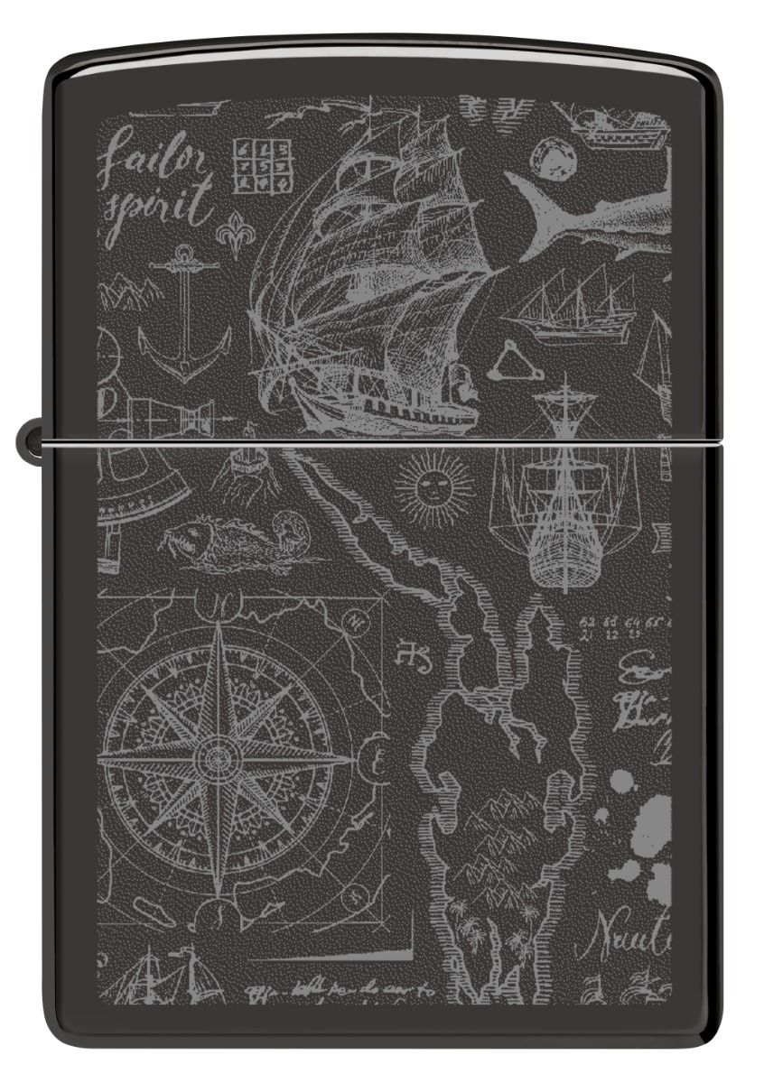 Zippo Aansteker - 24756 Nautical Pattern Design - achteraanzicht
