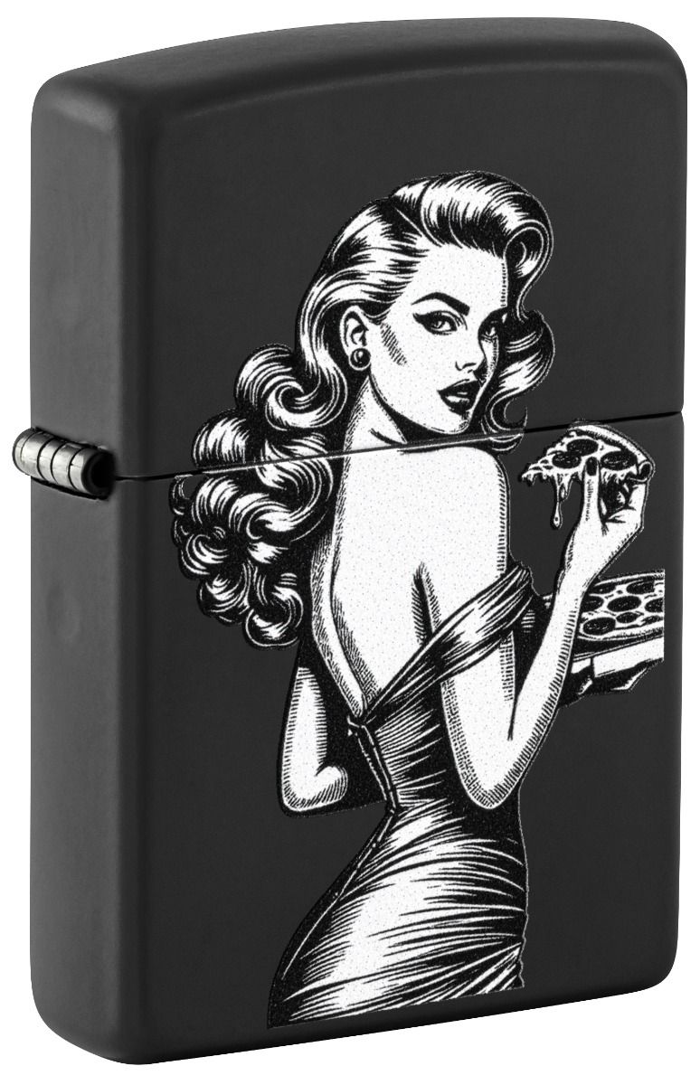 Zippo Aansteker - 218 Pinup With Pizza Design - vooraanzicht