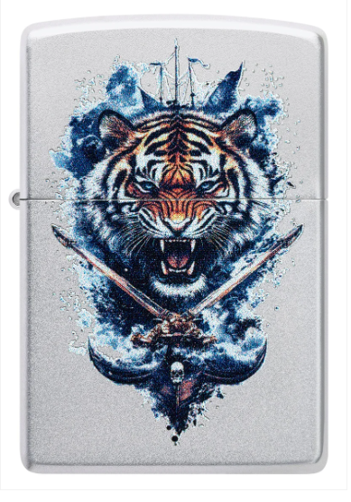 Zippo Aansteker - 205 Fierce Tiger Design - achteraanzicht