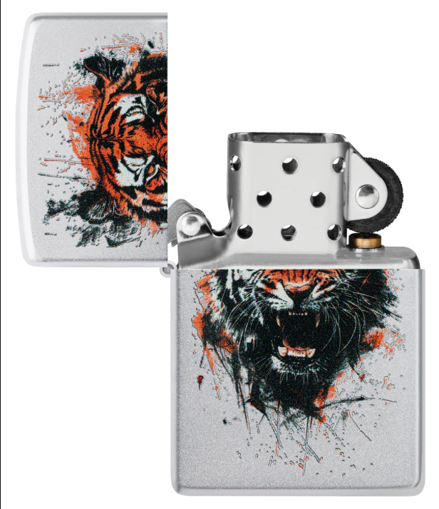 Zippo Aansteker - 205 Tiger Head Design - achteraanzicht