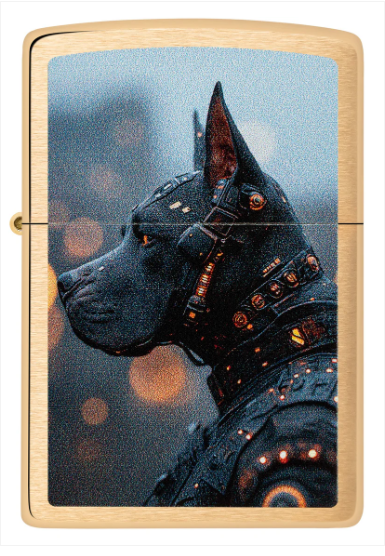 Zippo Aansteker - 204B Futuristic Dog Design - achteraanzicht