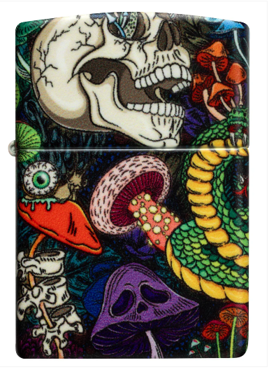 Zippo 49352 Psychedelic Skull Design aansteker achteraanzicht