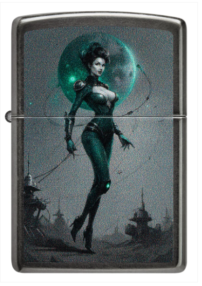 Zippo Aansteker - 28378 Sci fi Pinup Design - achteraanzicht