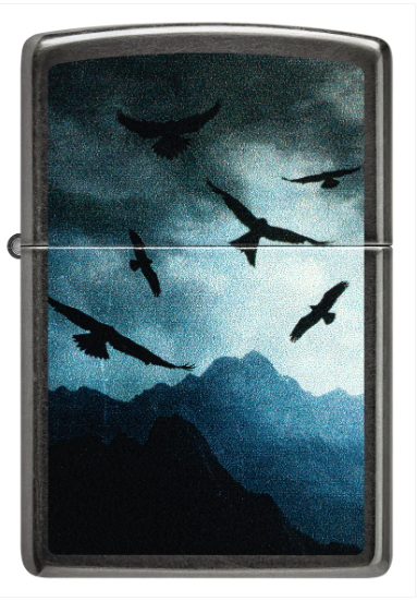 Zippo Aansteker 28378 Mountains and Hawks Design - achteraanzicht