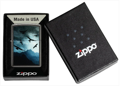 Zippo Aansteker 28378 Mountains and Hawks Design - detail