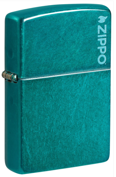 Zippo Aansteker - 24004ZL Candy Teal with Zippo Logo - vooraanzicht