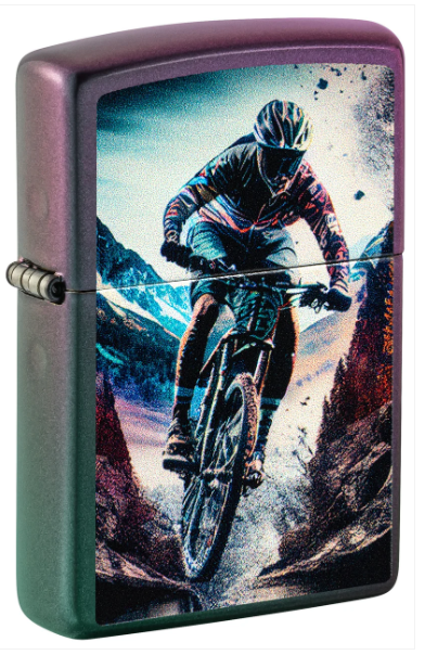 Zippo 49146 Mountain Bike Design aansteker vooraanzicht
