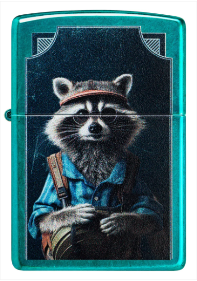 Zippo Aansteker - 24004 Raccoon hiker Design - achteraanzicht