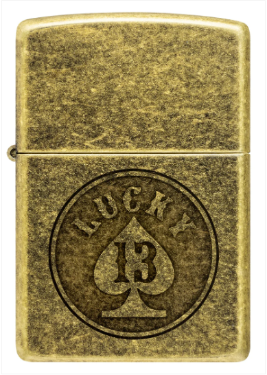 Zippo Aansteker - 201FB Lucky 13 Design - achteraanzicht