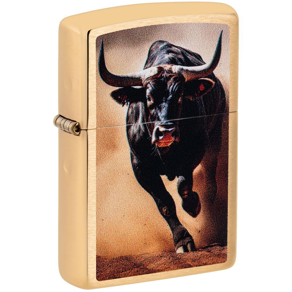 Zippo 204B Bull Design aansteker - voorkant met stier gravure