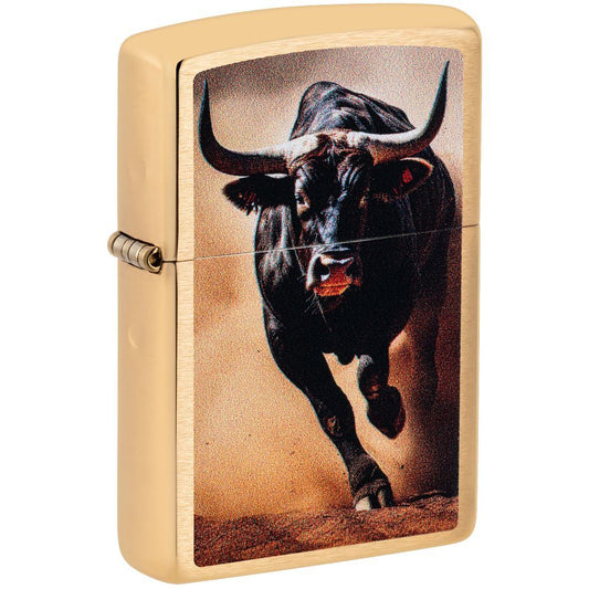 Zippo 204B Bull Design aansteker - voorkant met stier gravure