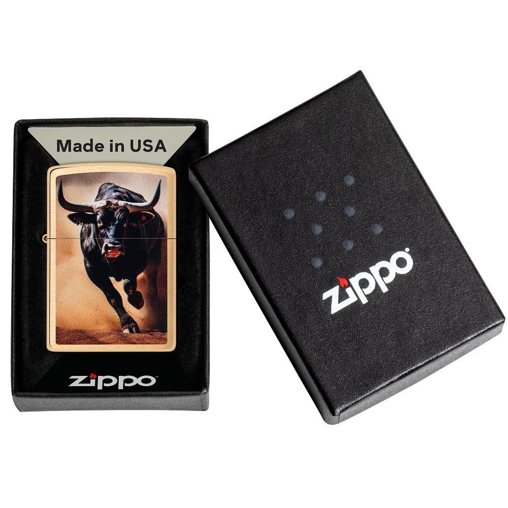 Zippo 204B Bull Design aansteker - detail stier ontwerp