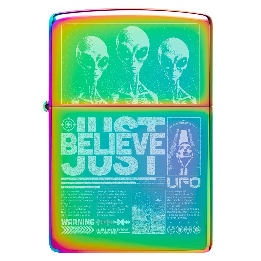 Zippo 151 Just Believe Design Spectrum aansteker zijaanzicht