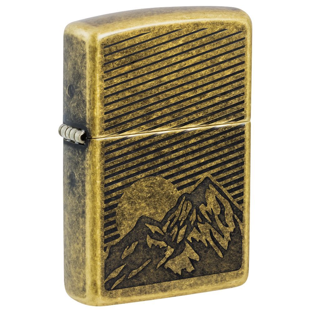 Zippo 201FB Mountain Design aansteker - voorkant met berglandschap gravure