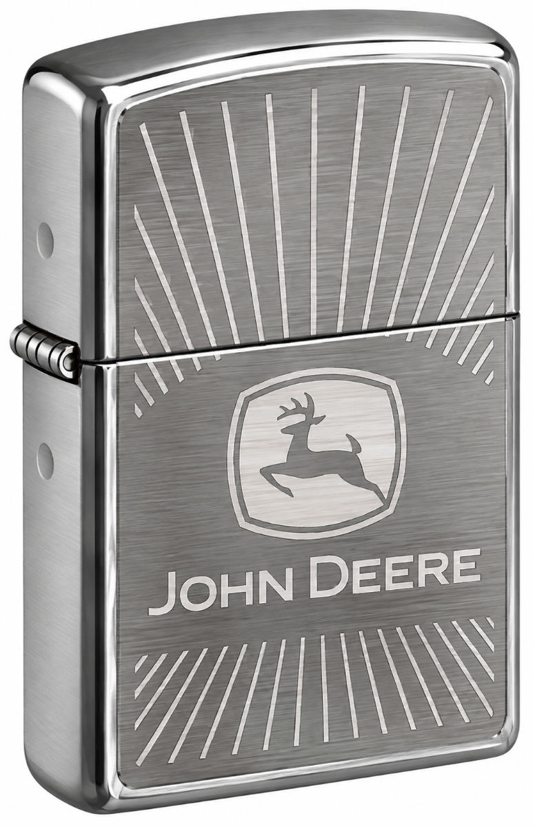 Zippo 200 John Deere 1 aansteker met John Deere logo op geborsteld chroom